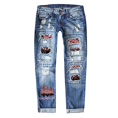 Jeans épais pour femme avec poches cargo et détails imprimés pour une protection thermique optimale