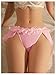 OYOANGLE Women's Lingerie Lace Ruffle Panties Bowknot Mid Waist Thongs Underwear Light Pink Large