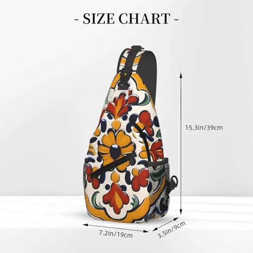 Cross Chest Bag Diagonally - Quality, Durable, and Spacious Shoulder Bag for Men and Women Mexican Ceramic Tile Prints2