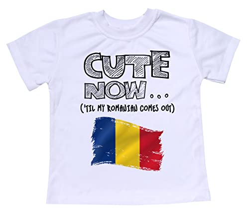Toddler Romania T-shirt 'Til My Romanian Comes Out Kids Shirt Top in White 2T-8T