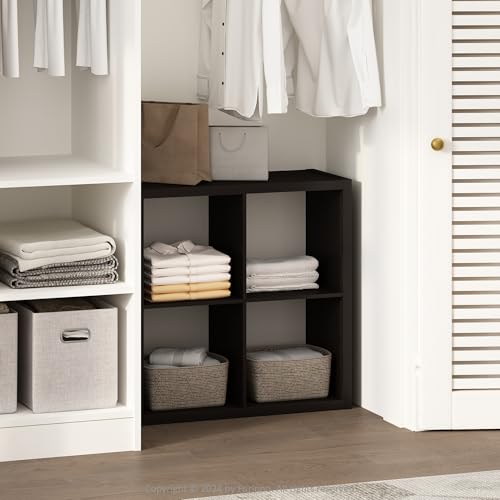 Image of Furinno Cubic Extra Thick 4-Cube Closet Organizers and Storage, Dark Oak | 14.6 x 30 x 30 in, Open Shelf Closet Storage, Closet Organizer, for Wardrobe, Bedroom, Living Room