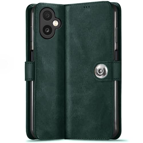 TheGiftKart Flip Cover Back Case for Samsung Galaxy M06 5G / F06 5G | Genuine Leather Finish | Designer Button | Inbuilt Pockets & Stand | Flip Cover for Samsung M06 5G / F06 5G (Faux Leather, Green)- Best and cheap mobile covers in India