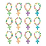Fun Express Candy Cross Bracelets Individually Wrapped 12 Pack - Religious Scripture Candy Jewelry for Kids Church VBS Sunday School Easter Party Favors | Stretchable Fruit-Flavored Goodie Bag