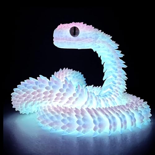 MXYZQDE 60cm Schlange Spielzeug 3D Schlange Spielzeug In-The-Dark Schlange Simulation Tier Modell Ornamente 3D Druck Gefälschte