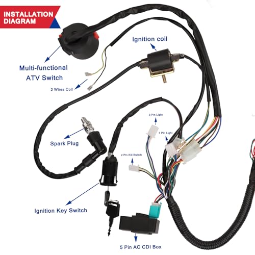 Image of Wiring Harness Kit Stator CDI Box Ignition Coil Voltage Regulator Rectifier for 50cc 110cc 125cc Tao Tao Coolster Apollo Kazuma Sunl Chinese ATV Quad Kids Four Wheeler 4 Stroke Engine Parts