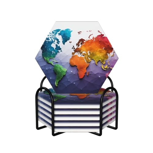 Dessous de verre céramique liège avec support rigide, set de table rond et réutilisable