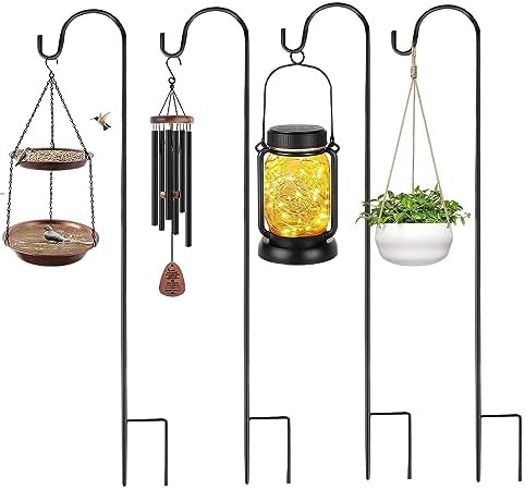 Support Suspendu Pour Pot De Fleurs – Grand Format Avec Base Et Crochet Noir – Pour Intérieur/extérieur
