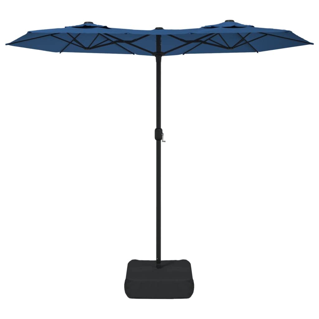 Homgoday Sombrilla Doble de jardín con Luces LED Azul 316x240 cm Sombrilla Terraza Exterior, Sombrilla Jardín Grande Orientable Jardín Parasol Balcón