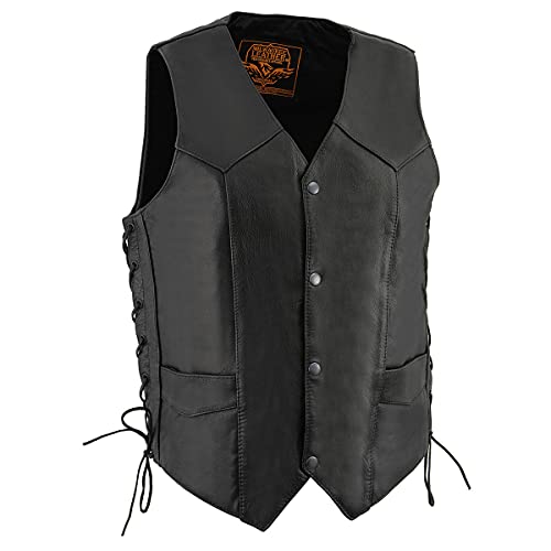 Milwaukee Leather LKM3731 Men's Classic Leather Side Lace Vest w/Gun Pockets (Size 46)