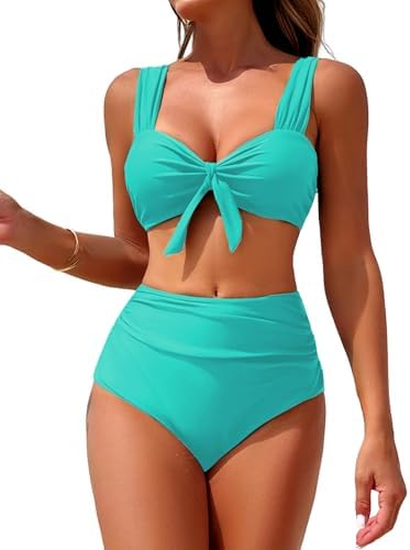 ZAFUL High Waisted Bikini Sets for Women Swim Suits 2025 Tummy Control Ruched Bikini Two Piece Bathing Suit Swimwear