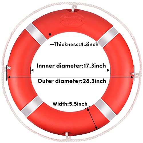 Life Ring, 28" Boat Safety Throw Rings, Life Preserver Ring with Bracket and 98.5 FT Floating Rescue Rope by WTMORE - Used condition - Image 2