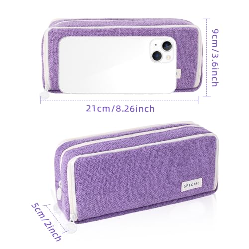 Image of iSuperb Large Pencil Pouch 3 Compartments Pencil Case Big Capacity Pencil Bag for Kids Teen Girls Boys Student School Supplies Pen Organizer Holder Bag (Purple)