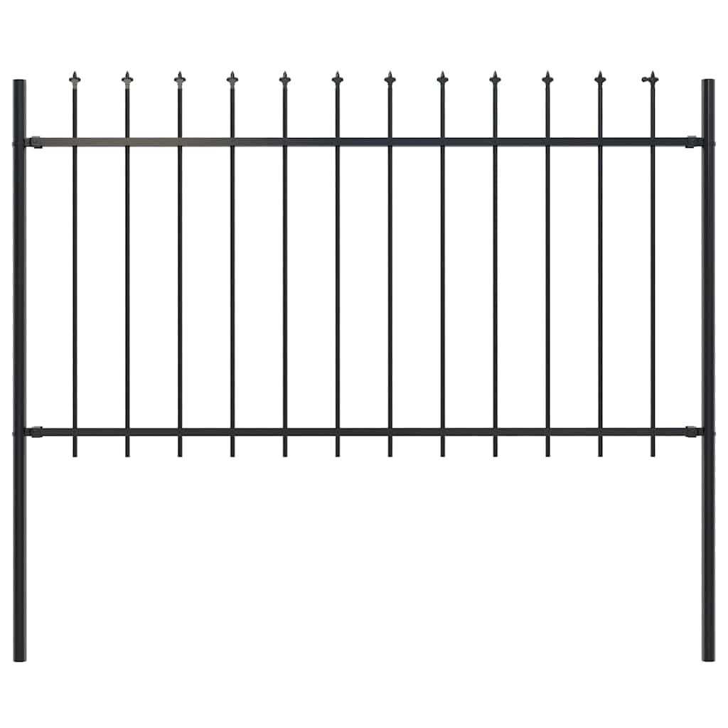 vidaXL Valla de Jardín con Puntas de Lanza Acero Cercado de Metal Paneles Valla Barrera Perimetral Segura Ocultación Decorativa Estable Negro 1.7x1m