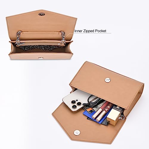 Image of GM LIKKIE Clutch Purses for Women, Evening Crossbody Envelope Handbags | GM LIKKIE Small Faux Leather Shoulder Bag for party, wedding, cocktail and formal date night occasions