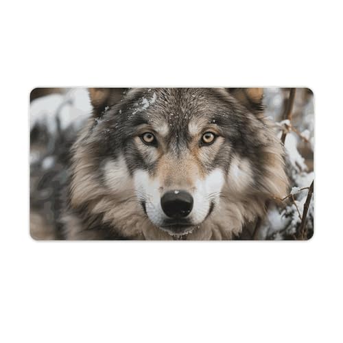 Tapis de souris loup dans la neige 40 x 75 cm tapis de souris ordinateur de jeu