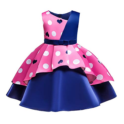 Vestido de niña de lunares retro y corte plisado para fiesta de boda y damas de honor