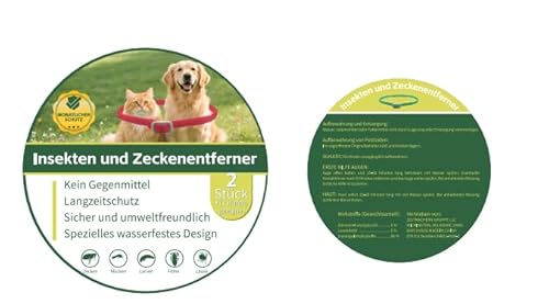2 Pcs Floh Zeckenhalsband für Katzen & Hunde | Bis zu 16 Monate Langzeitschutz | Natürlicher Floh- und Zeckenschutz | Wasserdichter Verstellbares (rot, Universal) 2 Pcs Floh Zeckenhalsband für Katzen & Hunde | Bis zu 16 Monate Langzeitschutz | Natürlicher Floh- und Zeckenschutz | Wasserdichter Verstellbares (rot, Universal)