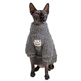 Sphynx Cat Clothes Hairless Cat Super Soft Warm Fleece T Shirt Elastic Winter Sweater Outfit, Pet Clothes for Sphynx Cat Coat for Cats and Small Dogs Apparel (Grey, Medium)