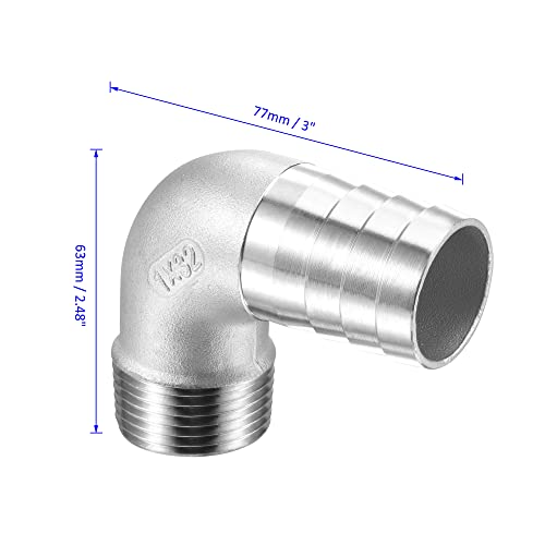 M METERXITY Hose Barb Fittings - 90 Degree Elbow Stainless Steel 32mm Pipe Connector Apply to Water Fuel (G1 Male Pipe) - Image 4