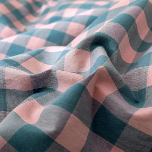 Image of mixinni Plaid Duvet Cover Set Queen Purple - Soft Washed Cotton Modern Geometric Bedding Set with 2 Pillowcases, Pink Blue Gingham Grid Queen Duvet Cover for Men & Women, Soft & Lightweight
