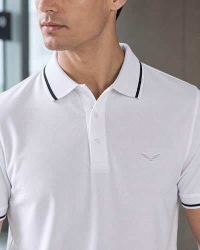 Image of NOBERO Men's Travel Polo T-Shirt | Premium Cotton Stretch Fabric | Anti-Odor & Water-Repellent | UPF 50+ Sun Protection | Regular Fit Polo Collar Casual Wear