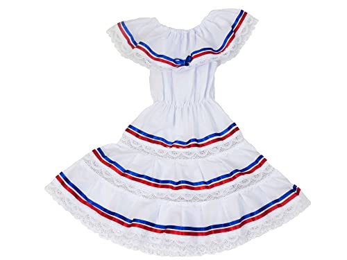 Ethnic Ribbons Dress Red, Blue and White Cuban, Domincan, Puerto Rican Dress2