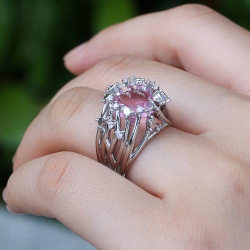 Women's Promise Ring with Pink Cubic Zirconia Personalized Fashion Jewelry for Wedding4