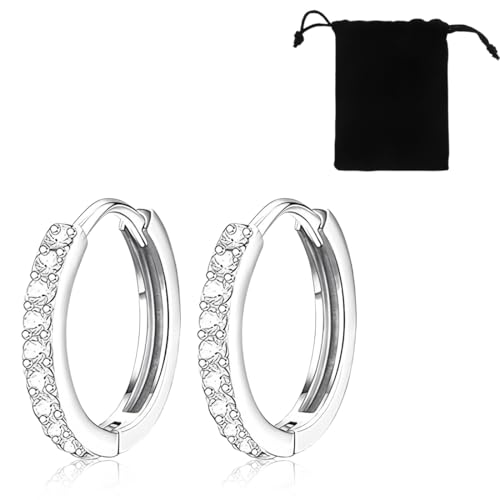 COYUN 1 ParesPendientes Mujer, Pendientes Acero Inoxidable Mujer,Hipoalergenicos Piercing Tragus Helix Cartílago De Aros,Pequeños CZ Pendientes Aro Piercings Oreja(Plata)