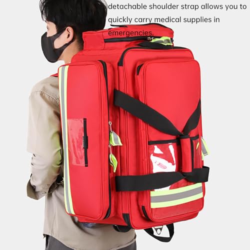 Bolsa de equipo médico, tela Oxford impermeable, diseño de tira reflectante, compartimento expandible para archivos, ideal para actividades al aire libre, camping, senderismo