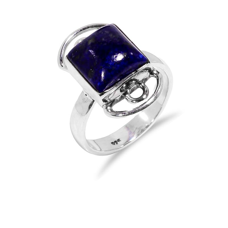 Bague fiançailles lapis-lazuli naturelle fait main, cadeau idéal pour elle
