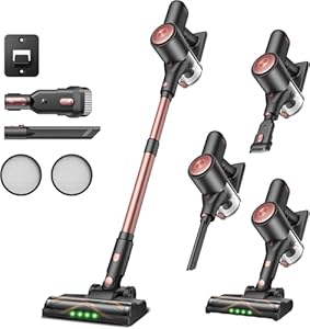 Vexilar Akku Staubsauger 45000Pa/ 45Mins/ 450W, 6-in-1 Staubsauger Kabellos, Akkustaubsauger mit LED Touchscreen, Abnehmbarer Akku, Klein und Leicht für Hartböden Teppiche Tierhaare