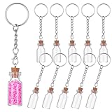 HJZHII 10 Stück Mini Glasflaschen Schlüsselanhänger, 3ml Wunschgläser Schlüsselanhänger mit Korken Kleine Glasflaschen Glasröhrchen für für DIY Crafts Rucksack Tasche Wedding