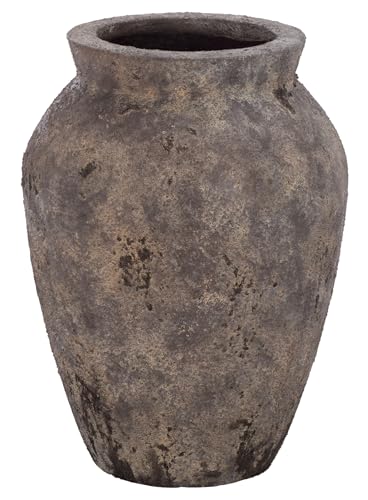 SAFAVIEH Outdoor - Bolton Planter Pot with Drainage - Antique Brown Ficonstone Cement - Weather Resistant - Ideal for Patio, Garden, Backyard, 11.6" Wx 11.6" D x 15.7" H (PAT1555A)