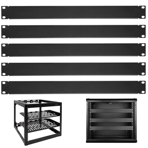 yeeplant 5 paneles de relleno de rack de servidores negros de 1U, paneles de metal para 19 armarios de red y servidores, tamaño 1U