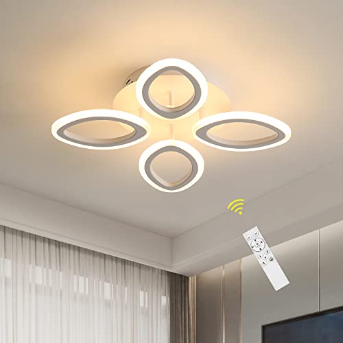Lámpara de Techo LED Moderna, 40W Candelabro con Forma de Flor Creativa, Plafón Led Techo Regulable con Mando a Distancia, 3000K-6000K Acrílico Plafones Led Techo para Dormitorio Sala de Estar Comedor Cover