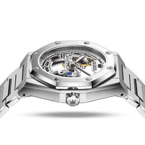 Image of OLEVS Automatic Watch for Men Self Winding Mechanical Luxury Business Stainless Steel Multi Calendar Waterproof Luminous Wrist Watches