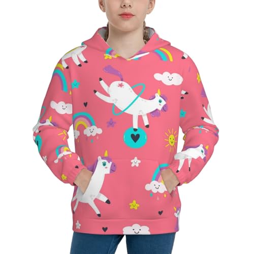Yoga Unicorn Kid Hoodies Boys Sweatshirts Girls Pullover with Pocket