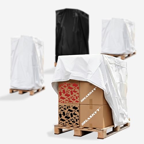 HASKYY Abdeckhaube Palettenhaube Schutzhaube 130 x 90 x 130 cm Euro-Paletten-Möbel-Abdeckung Paletten-Abdeck-Plane Gartenmöbel-Abdeckung PE 70μm UV-Beständig WEIß