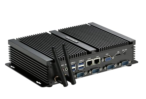 Image of KINGDEL Powerful Mini Desktop Computer, Fanless Industrial PC, i5 Dual Core CPU, 8GB RAM 128GB SSD, 2xNICs, 4xUSB 3.0, 4xCOM RS232, HD Port, Metal Case, WF, Silent Working