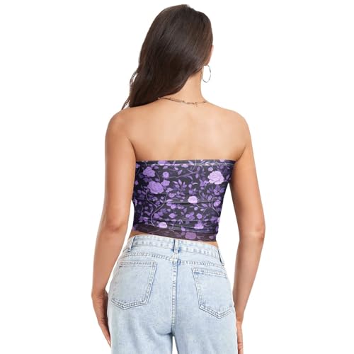 Vintage Birds Flower Butterfly Womens Tube Tops Soft Halter Tops for Women Nude Strapless for Teen Girls Club3