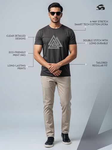 Image of ADRO Men's 100% Cotton Regular Fit T-Shirt