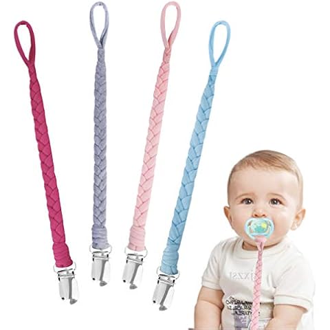 Schnullerkette Baumwolle Schnullerband Baby Schnullerketten für Neugeboren Mädchen und Jungs Lätzchen Dreieckstuch Sauger Schnuller 4 Stücke #6 Cover