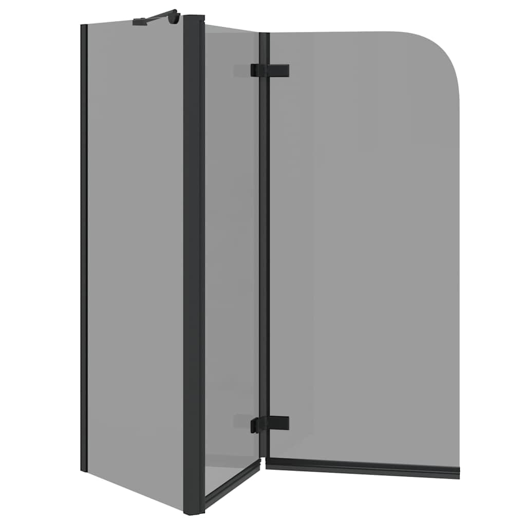 Parasol łazienkowy czarny ze szkła bezpiecznego i aluminium 6 mm, 120 x 68 x 130 cm, regulowana szerokość, obrotowy, składany, do wanny, wnęki, ochrony przed pryskaniem i łazienki