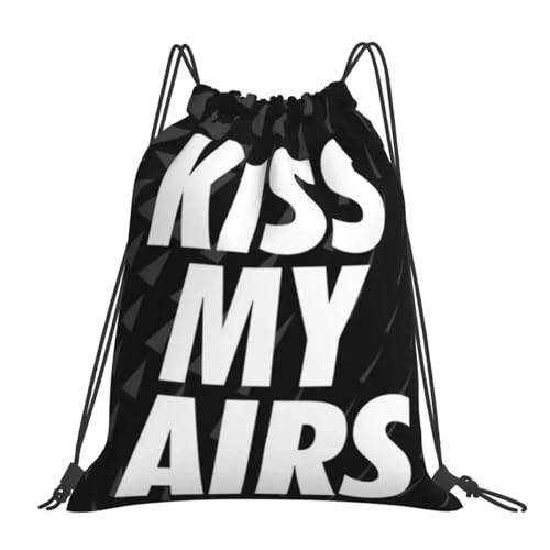 Kiss My Airs Sneaker Head Hype Schwarze Rucksäcke mit Kordelzug Kordelzug-Bündel Taschenaufbewahrung Büchertasche für Männer Frauen Studenten