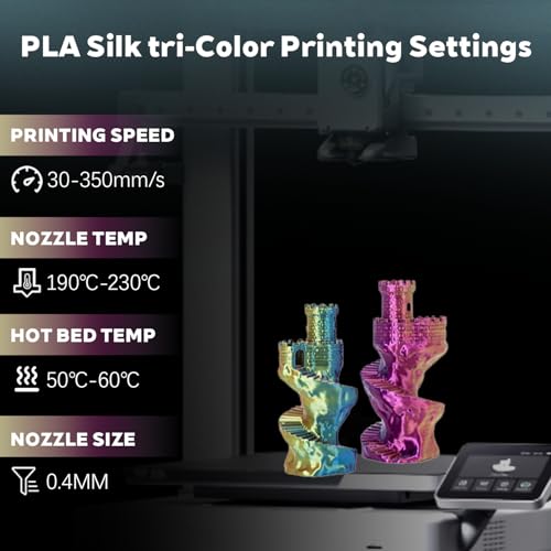 Image of Silk Tri Color Gold Blue Fuchsia PLA 1.75mm 1kg Shiny 3D Printer Filament | Silk finish Gold Blue Fuchsia Coextrusion Shiny Smooth transition Neatly wound Low warping 1kg spool 2.2lbs for Bambu Prusa