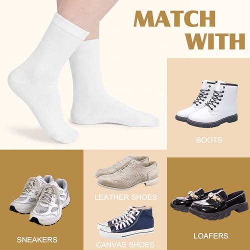 Image of Justay Crew Socks for Women, Cute Knit Boot Dress Cotton Socks | Athletic, Breathable, Warm, Soft, Comfortable, Calf, Gifts, Casual, Size 5-9, Fall