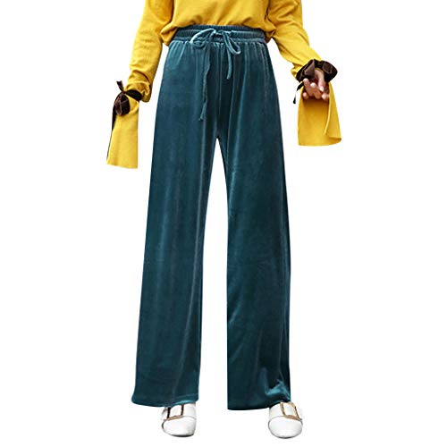 Pantaloni Larghi della Vita Elastica della Vita Elastica Casuale delle Donne di Modo a Vita Alta Solido