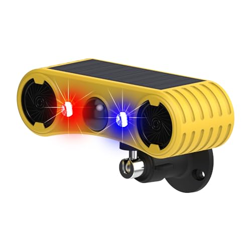 keeda Solar Motion Sensor Alarm Outdoor Waterproof Infrared Sensor Alarm 129dB Loud Siren with Dog Barking&Gunshot Sound 13 Kinds of Sound Strobe Light (1)