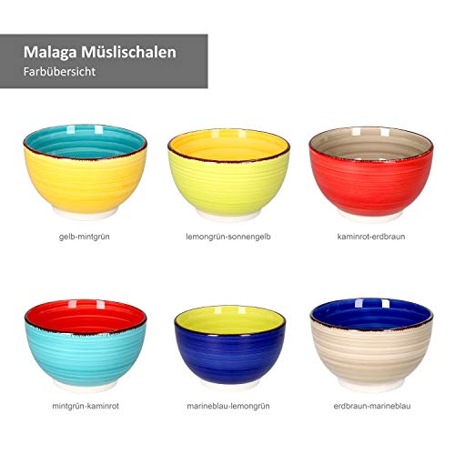 MamboCat 6er Müslischalen-Set Malaga Snaily I Robustes Steingut-Geschirr für 6 Personen I Bunte Müslischüsseln - mit Strudel-Muster in vielen tollen Farben I Müslischale bunt 690 ml 6 Stück