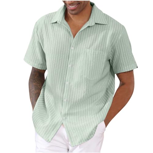 Chemise en lin homme boutonnée à manches courtes haut de plage solide